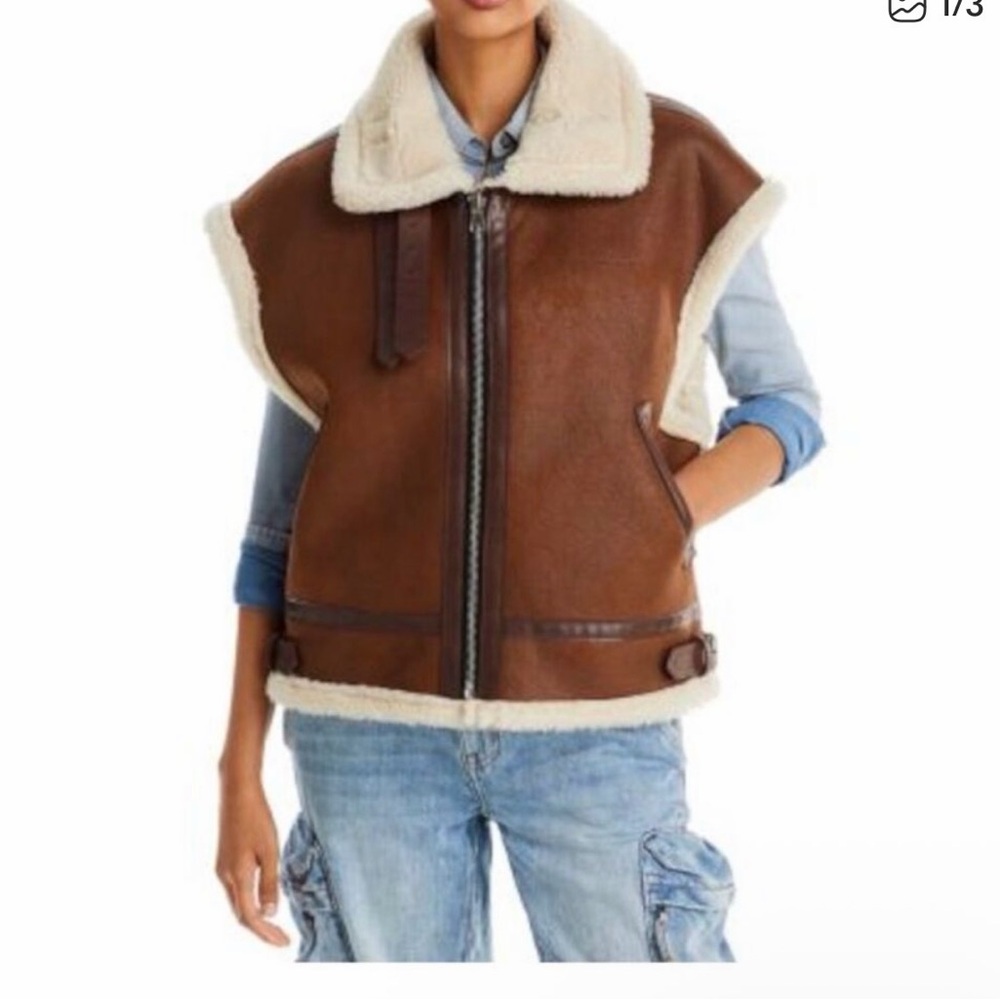 ✨ Moon River Shearling Contrast Vest Ellie Shearling Vest